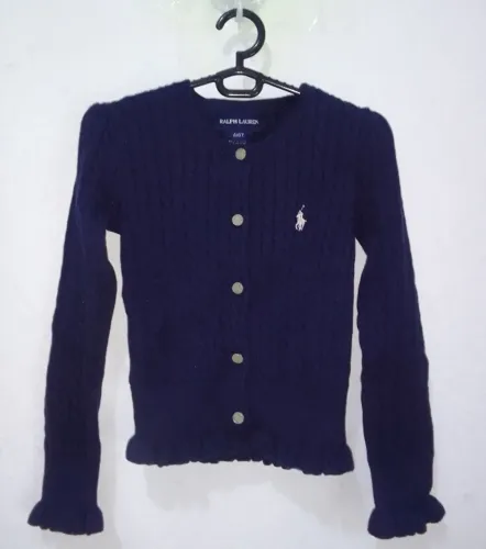 Casaco Blusa Tricô Cardigan Infantil Menina Ralph Lauren Tam.4
