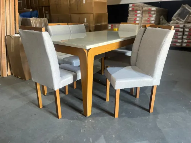 Mesa de Jantar 160x90 Pés tradicionais Com 6 Cadeiras