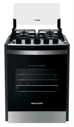 Fogão De Embutir Brastemp 4 Bocas, Chama Dupla Byo4ebr Cor Inox Bivolt