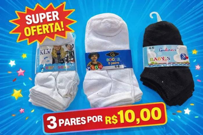 3 pares de meia infantil
