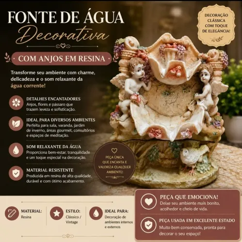Fonte de Água Decorativa com em Resina<br><br><br>