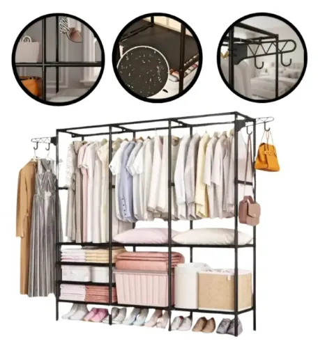 Guarda Roupa Dobrável Apoiado Closet Organizador De Roupas Desmontável Arara Organizadora