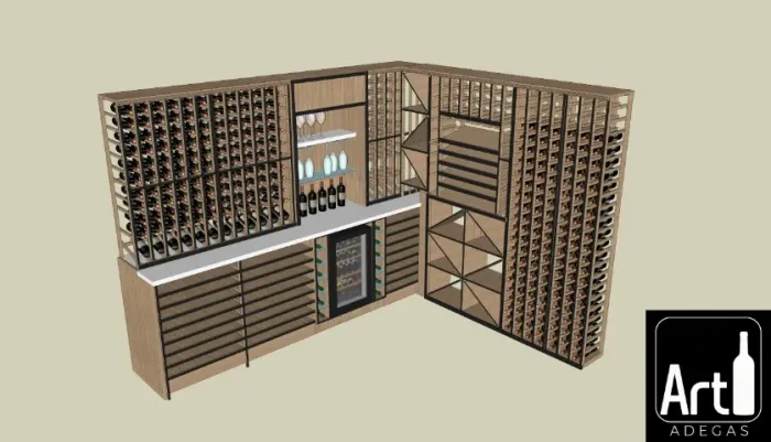 Art Adegas, projeto de adega climatizada para vinhos, carga térmica, isolamento  render 3D