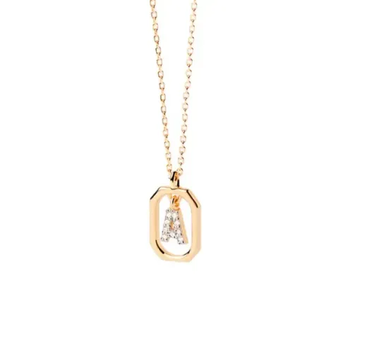 Colar PDPAOLA Letra do Alfabeto Banhado a Ouro 18k com Zircônia
