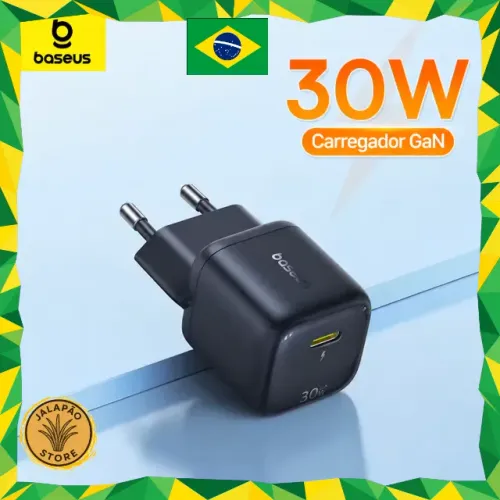 Carregador Baseus 30W GaN USB-C PD Carregamento Rápido Celular Tablet