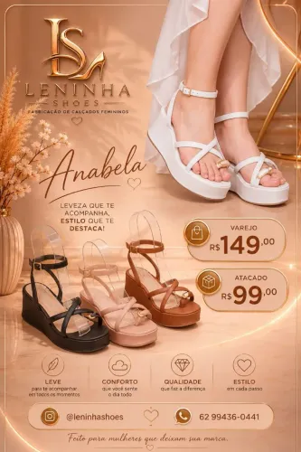 Anabela l Atacado R$ 99,00 l Varejo 149,00