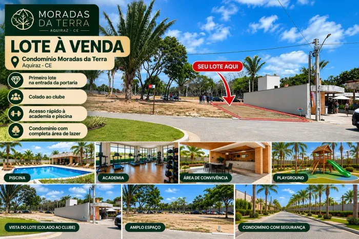 Terreno no Moradas da Terra | Ao lado do clube e da portaria | Aquiraz