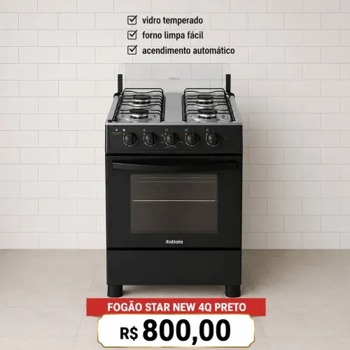 Fogão Star New 4 bocas - preto