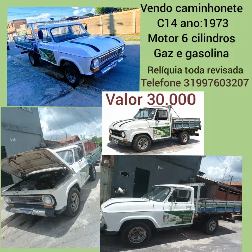 Caminhonete C14 ano 1973 motor 6 cilindros (gasolina e gaz)