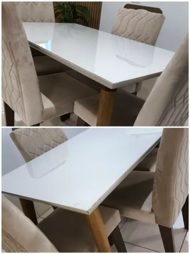 Mesa de vidro laqueado com 4 cadeiras (não entrego a retirar pelo comprador))