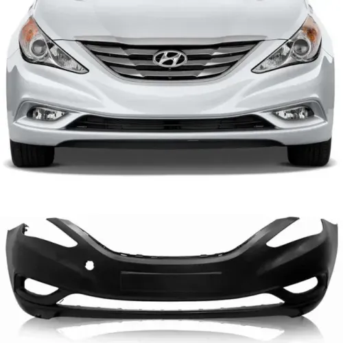 Parachoque Hyundai Sonata 2010 à 2014 - Furo Farol Auxiliar - Preto Liso - TYG