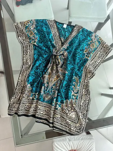 Bata Kaftan Azul - Estilo Indiano Original