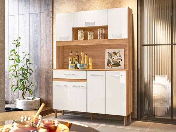 Cozinha 7 Portas Freijo/Off White Cristal a65