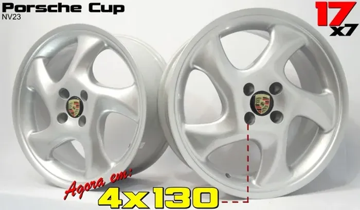 Roda aro 17 Nv23 Porsche Cup Prata Volkswagen fusca jogo novo
