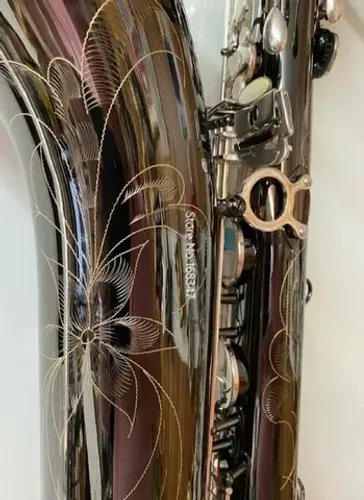 sax baritono Eb preto onix chaves prateadas luthieria prosperar completo estojo termico 