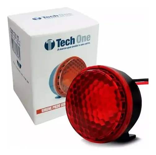 Sirene Piezo 6 Tons Com Led Vermelho 12v Universal Marcha Ré