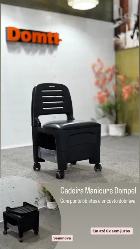 Cadeira Manicure Dompel Com porta objetos e encosto dobrável-Em até 6x sem juros