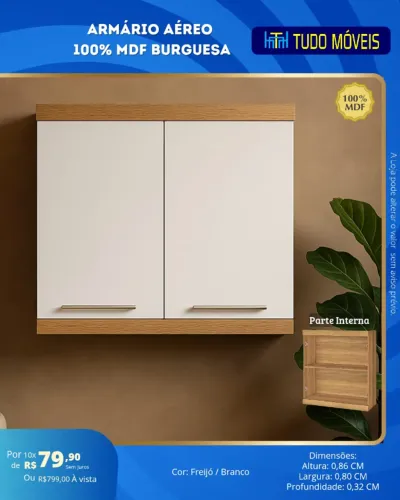 INSTA @TUDO_MOVEIS / ARMÁRIO AÉREO 2 PORTAS - 100% MDF BURGUESA  
