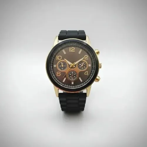 Relógio Unisex Esportivo Preto e Dourado