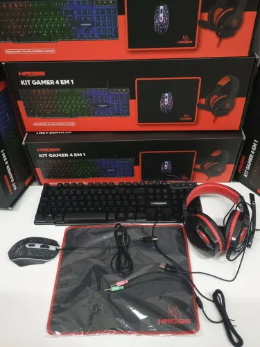 Kit gamer teclado, mouse, mouse pad, fone de ouvido