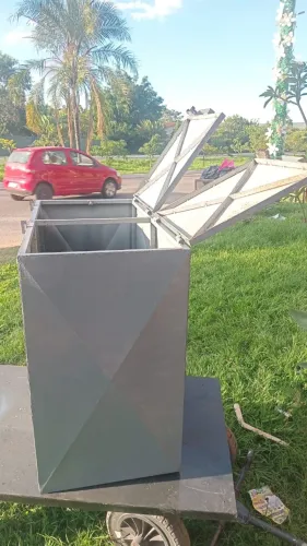 Lixeira em Aço 02 portas - calçada - comércio