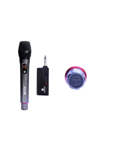 MICROFONE SEM FIO BASTAO E RECEIVER P10 USB TIPO-C GLOBO PRETO CUSTOM SOUND CW - 70