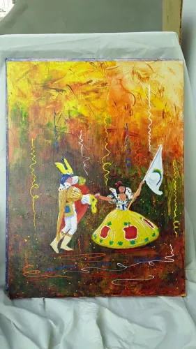 2 Quadros Tela Pintura acrílica alegoria carnaval escola de samba impressionista 60x80cm
