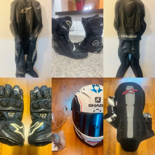 Luvas + capacete + macacão+ bota+protetor coluna