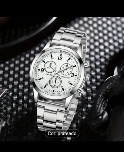 Relógio de pulso prateado masculino