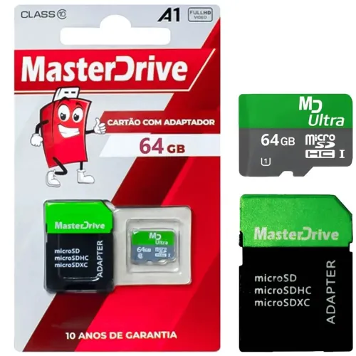 Cartão de Memória Micro SD 64GB Classe 10 Master Drive | Novo