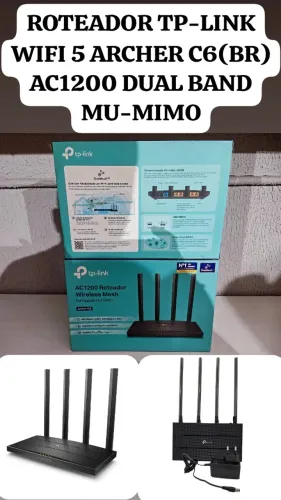 ROTEADOR WIRELESS TP-LINK ARCHER C6 AC1200 GIGABIT 100/1000 WI-FI DUAL BAND MU-MIMO 1200 M