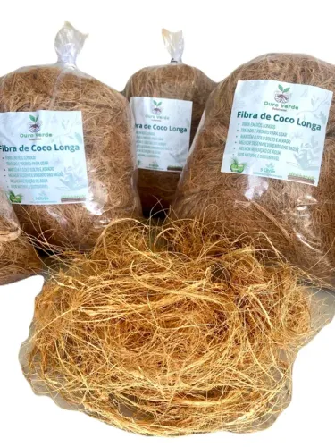 Fibra de Coco Longa em Fios Ouro Verde 5 Litros