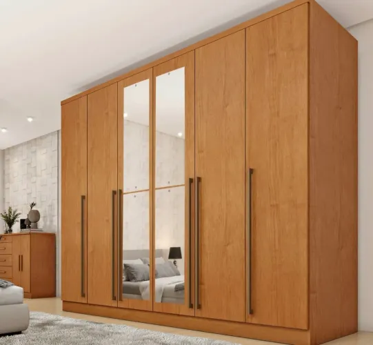 Guarda Roupa Casal 6 Portas 8 Gavetas com Espelho