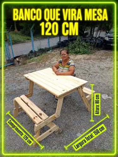 banco que vira mesa 120 cm NOVA / FRETE GRATIS