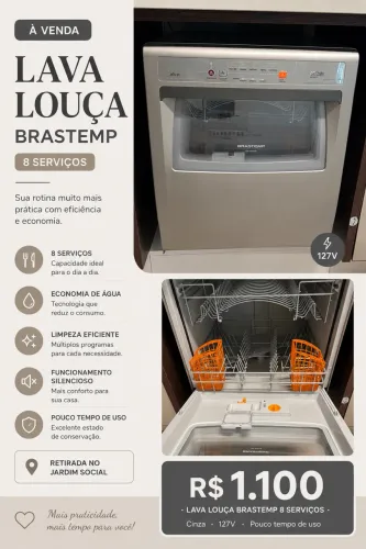 Lava-Louças Brastemp Ative! 8 Serviços | 127V | Excelente Estado |