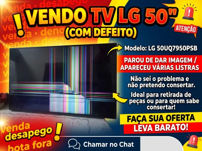 TV LG 50" Smart 4K (50UQ7950PSB) - Com Defeito / Para Peças ou Conserto