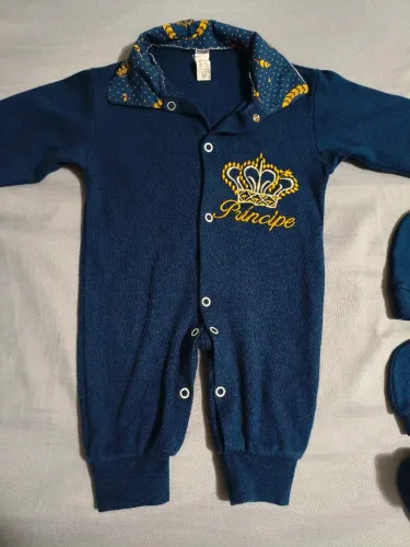 Saída de maternidade 100% algodão, cor azul marinho