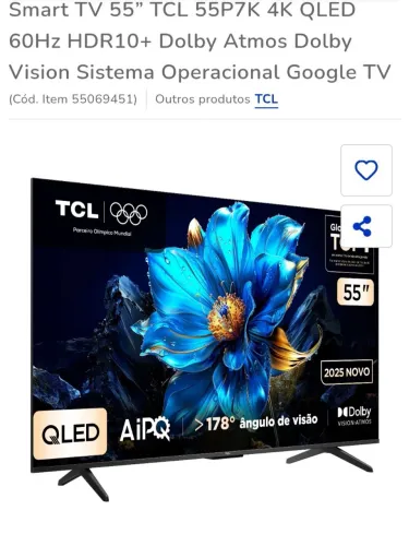 *TV TCL 55" QLED 4K GOOGLE  TV*