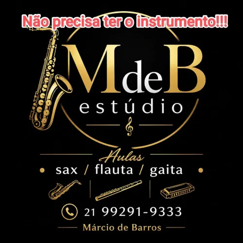 Sax Flauta Gaita Aulas "não precisa ter instrumento". Estúdio com estrutura e acústica.