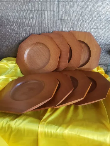 Jogo de souplat em madeira 8 peças 