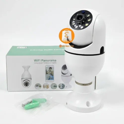 Câmera de Segurança Wifi Inteligente 360° com Infravermelho, Lâmpada Sem Fio, celular