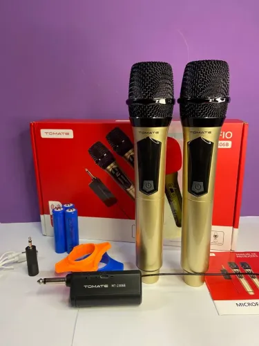 Microfone Duplo sem Fio MT-2306B Tomate