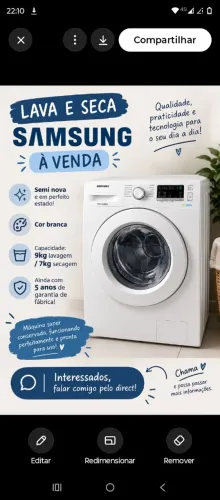 Lava e seca Samsung