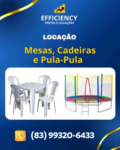 LOCAÇÃO / ALUGUEL DE MESAS E CADEIRAS, TOALHAS, PULA-PULA