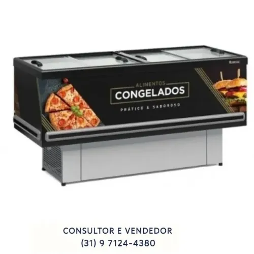 Ilha para Congelados 2M Vidro Reto Gelopar