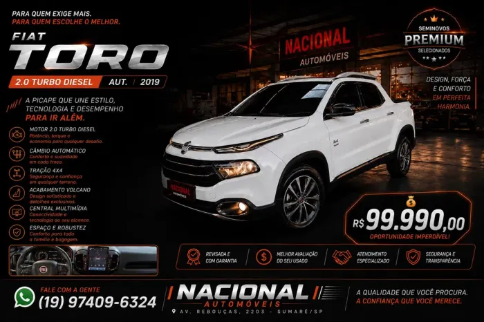 Fiat Toro Volcano 2.0 16V 4X4 TB Diesel Aut. 2019