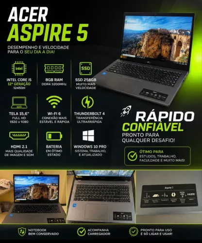 ? NOTEBOOK ACER ASPIRE 5 ? CORE i5 12ª GERAÇÃO