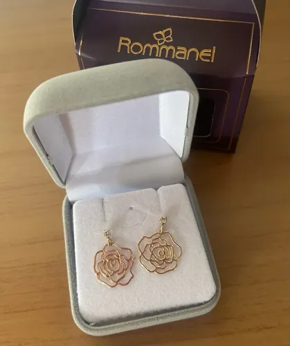 Brinco Rommanel Rosas Vazadas