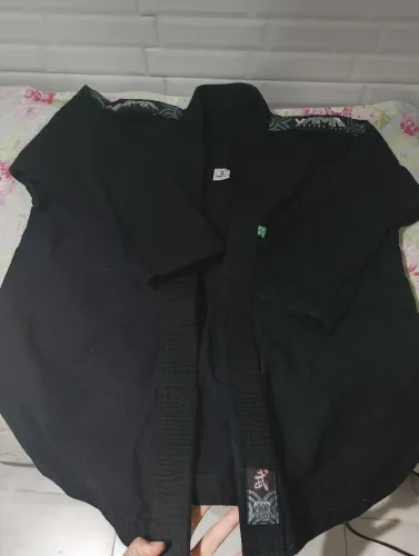Kimono preto trançado reforçado Yama A1(P de adulto )