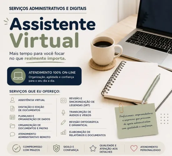 Assistente Virtual | Digitação | Planilhas | Revisão de Documentos